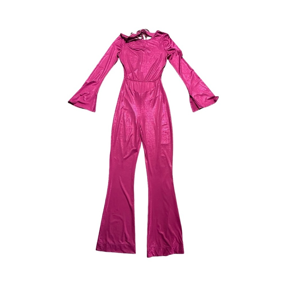 For Tall women Magenta Jumpsuit with Open Back. Size large no lining - Picture 12 of 15